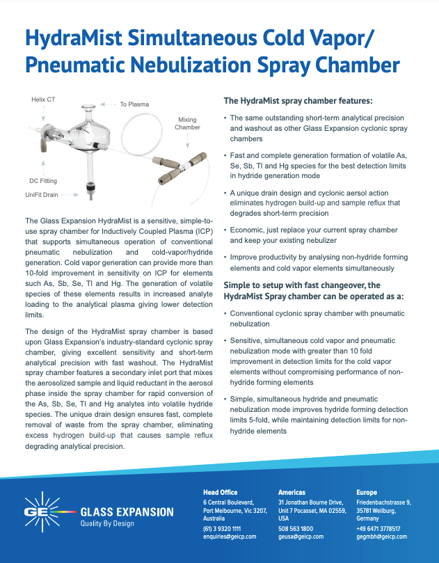 HydraMist Spray Chamber Flyer